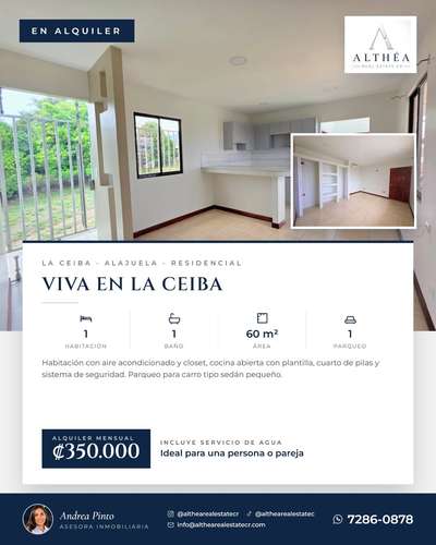 Alquiler de apartamento en La Ceiba, Alajuela | 1 habitación - Imagen 2