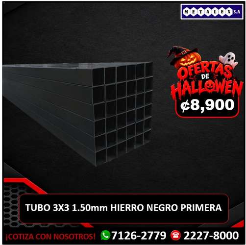 TUBO 3X3 1.50MM HIERRO NEGRO PRIMERA 