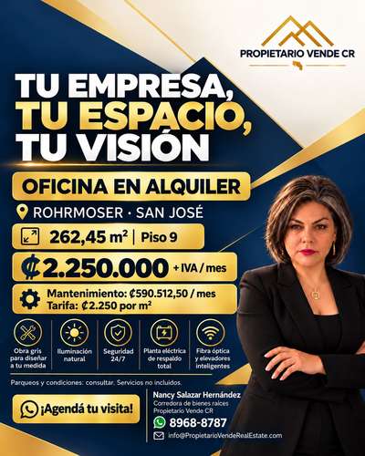 Oficina premium de 262 m² en alquiler en Rohrmoser, piso 9 con 8 estacionamientos