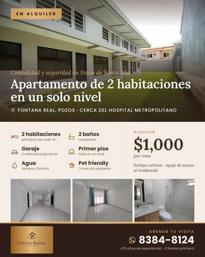 Alquiler de apartamento en 1 nivel, sin gradas - Imagen 1