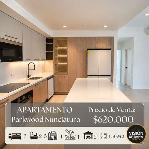 Apartamento de 3 Habitaciones con Línea Blanca en Parkwood Nunciatura