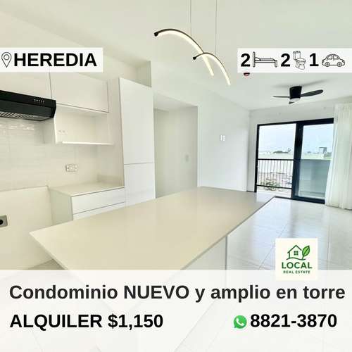 Apartamento NUEVO amplio de dos dormitorios en Heredia