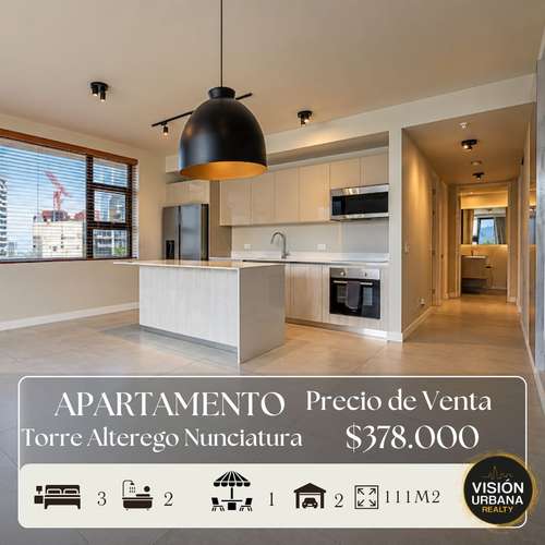 Apartamento de 3 Habitaciones con Línea Blanca en Alterego