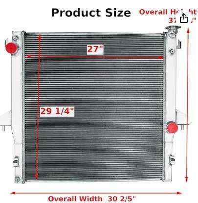 radiador  dodge ram de aluminio 3 filas para vehículos con motores de cilindrada específica cod2403 asch - Imagen 2
