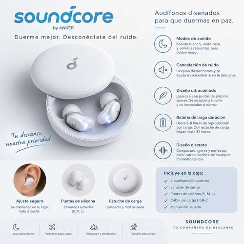 Audífonos Soundcore Sleep A30 Special by Anker – Bluetooth para Dormir