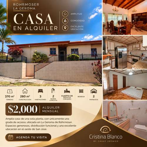 ¡ALQUILER DE AMPLIA CASA DE UNA SOLA PLANTA EN ROHRMOSER, LA GEROMA! - Imagen 1