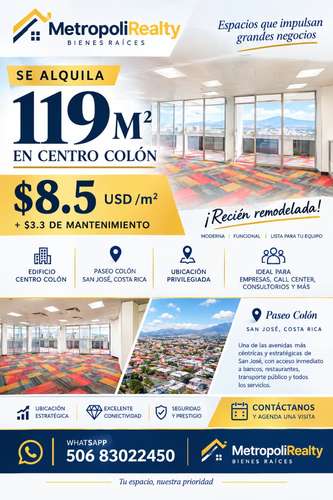 Alquiler de Oficina Comercial de 119 M2/ $1400 /Paseo colon / San jose - Imagen 1