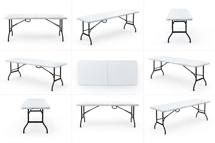 Mesa Plegable Rectangular 180 cm Blanca Nueva Reforzada - Imagen 3