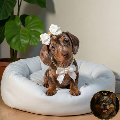 Cachorro Salchicha Miniatura Arlequín Chocolate / Miniature Dachshund Dapple Chocolate disponible