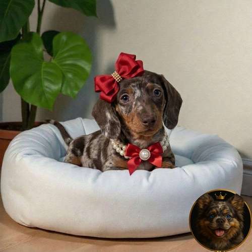 Cachorro Salchicha Miniatura Arlequín Chocolate / Miniature Dachshund Dapple Chocolate disponible - Imagen 8