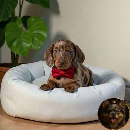 Cachorro Salchicha Miniatura Arlequín Chocolate / Miniature Dachshund Dapple Chocolate disponible - Imagen 9