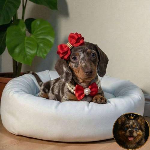 Cachorro Salchicha Miniatura Arlequín Chocolate / Miniature Dachshund Dapple Chocolate disponible - Imagen 5