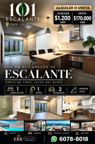Alquiler en 101 Escalante | 1 Habitación, 2 Parqueos | Primer Piso