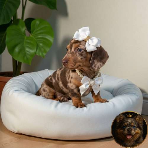 Cachorro Salchicha Miniatura Arlequín Chocolate / Miniature Dachshund Dapple Chocolate disponible