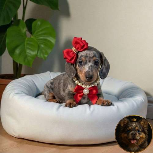 Cachorro Salchicha Miniatura Arlequín Blue / Miniature Dachshund Dapple Blue disponible - Imagen 3