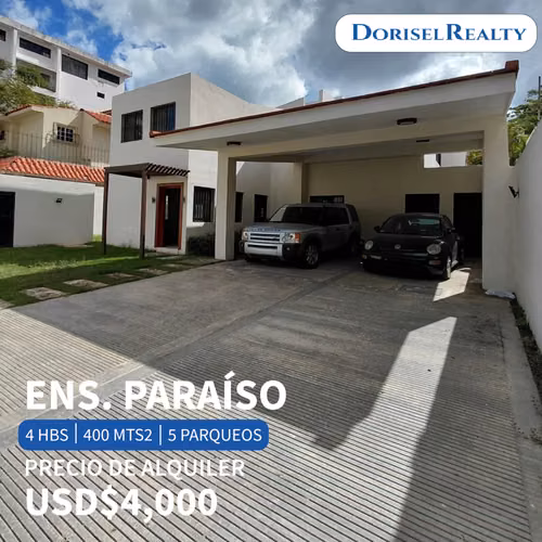 ALQUILER DE HERMOSA CASA UBICADA EN ENS. PARAÍSO