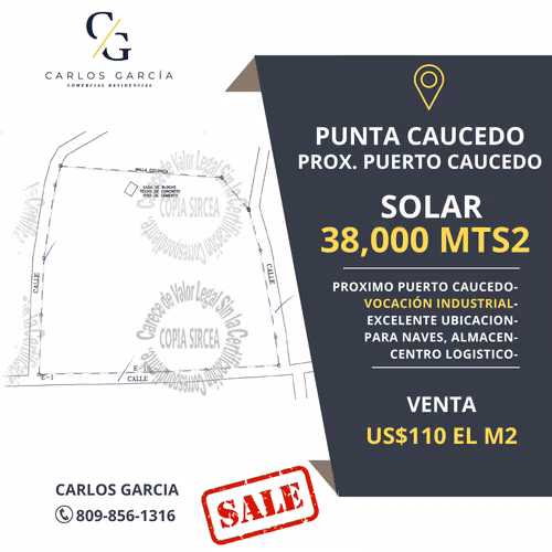 Solar- Terreno Venta Punta Caucedo, Boca Chica, Puerto Multimodal Caucedo, cerca del Aeropuerto.