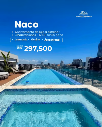 En venta apartamento a estrenar sector Naco 3 habitaciones.