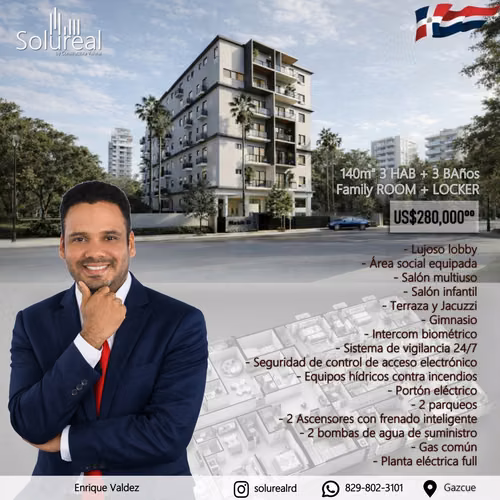 *Apartamento familiar nuevo proyecto en Gazcue, SD