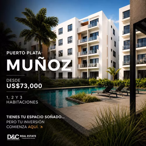 APARTAMENTOS EN PLANO EN PUERTO PLATA A MINUTOS DE LA PLAYA 