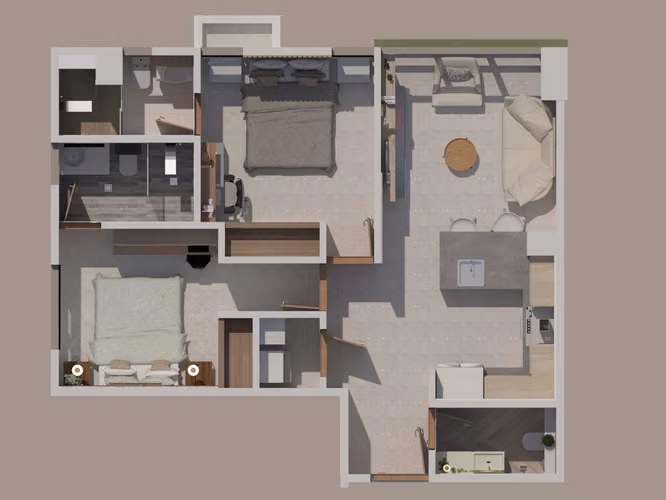 Apartamento con 1 y 2 habitaciones en renacimiento