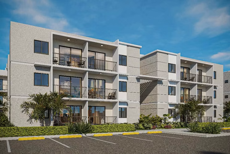 Apartamentos con 1, 2 y 3 habitaciones en punta cana proyecto en plano