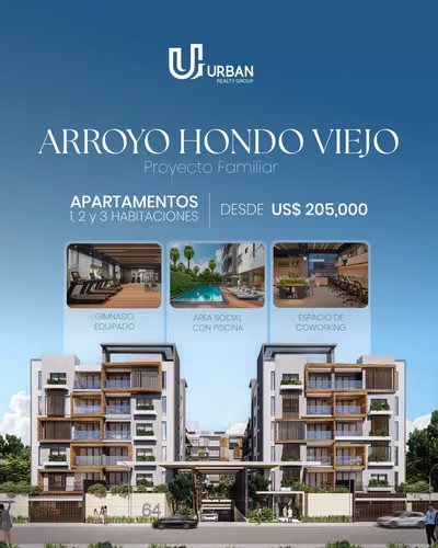 Apartamentos de 1, 2 y 3 Habitaciones En Arroyo Hondo Viejo