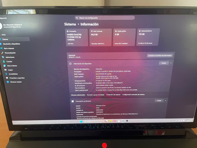  Alienware Area-51m R1 | i7-9700K (Desktop) | 64GB RAM | RTX 2060 | Mantenimiento  - Imagen 4