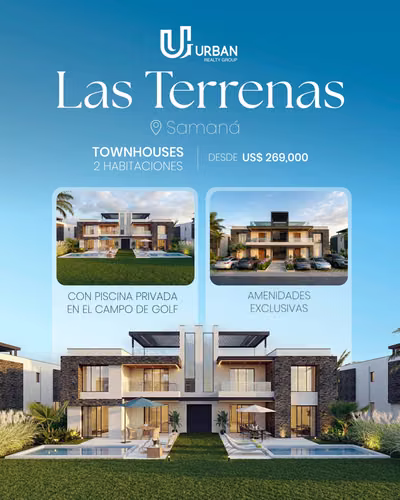 Townhouses de 2 Habitaciones frente a Campo de Golf en Las Terrenas