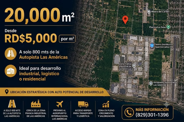 6 solares próximos a Zona Franca Industrial Las Américas. - Imagen 2