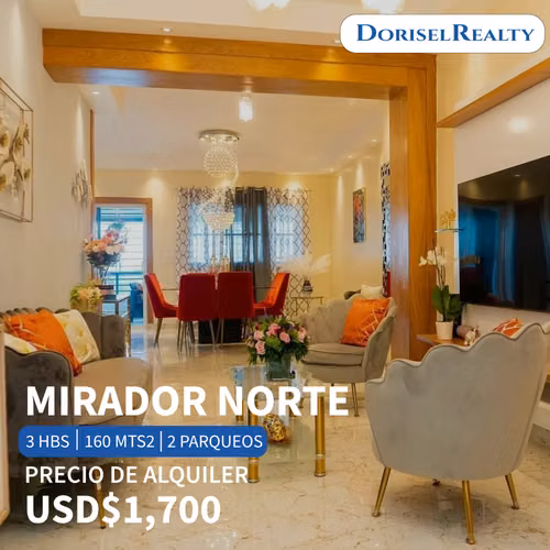 ALQUILER DE APARTAMENTO AMUEBLADO EN SECTOR MIRADOR NORTE