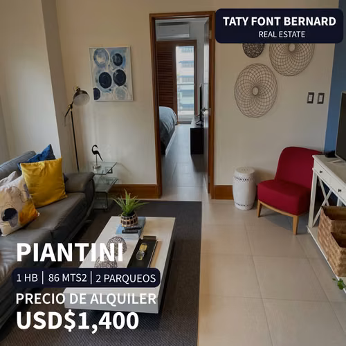 ALQUILER DE PRECIOSO APARTAMENTO AMUEBLADO EN PIANTINI