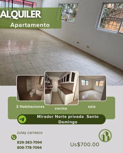 APARTAMENTO EN ALQUILER – MIRADOR NORTE, próximo a La Privada,