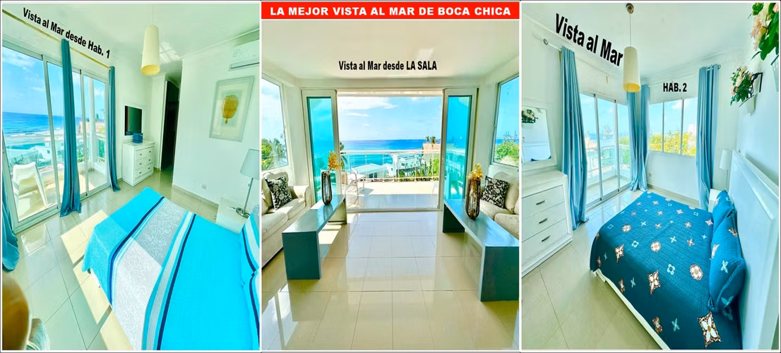ALQUILER APTO FRENTE AL MAR  EN BOCA CHICA, 2 HABS., 115 Mts.2, 3 BALCONES - Imagen 2
