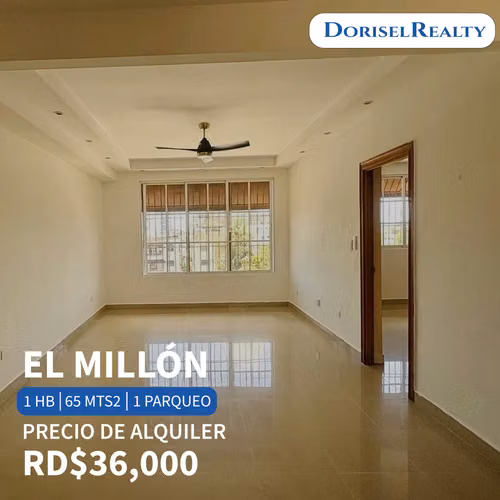 ALQUILER DE ACOGEDOR APARTAMENTO EN SECTOR EL MILLON