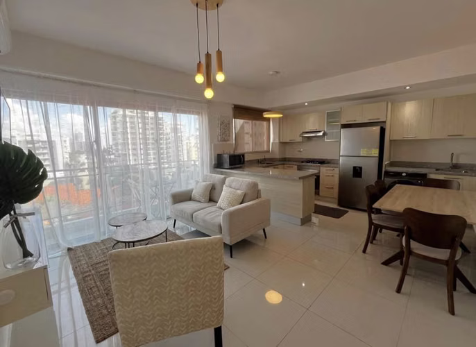 Apartamento En Alquiler De 1 Habitación Y 2 Baños En Piantini