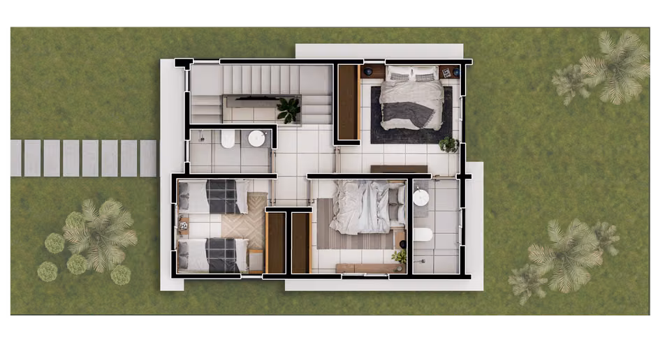PROYECTO DE CASAS EN BOCA CHICA: 3 HABITACIONES DISTRIBUIDOS EN 2 NIVELES - Imagen 2
