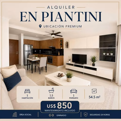 Apartamento amueblado en Piantini - Imagen 6