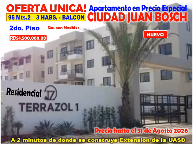 OPORTUNIDAD UNICA! Apto precio Especial en CIUDAD JUAN BOSH, 3 HABS