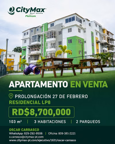 APARTAMENTO EN VENTA EN PROLONGACIÓN 27 DE FEBRERO, RESIDENCIAL LP8