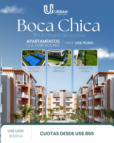 Apartamentos de 1 & 2 Habitaciones en Boca Chica