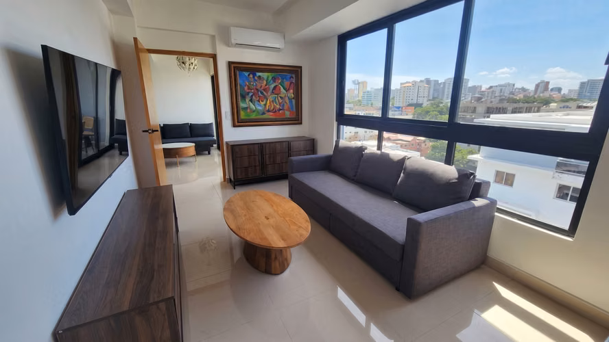 Amplio y Moderno Apartamento Amueblado en piso alto en Gazcue | 1-2 Habs | 2 Parqueos  - Imagen 7