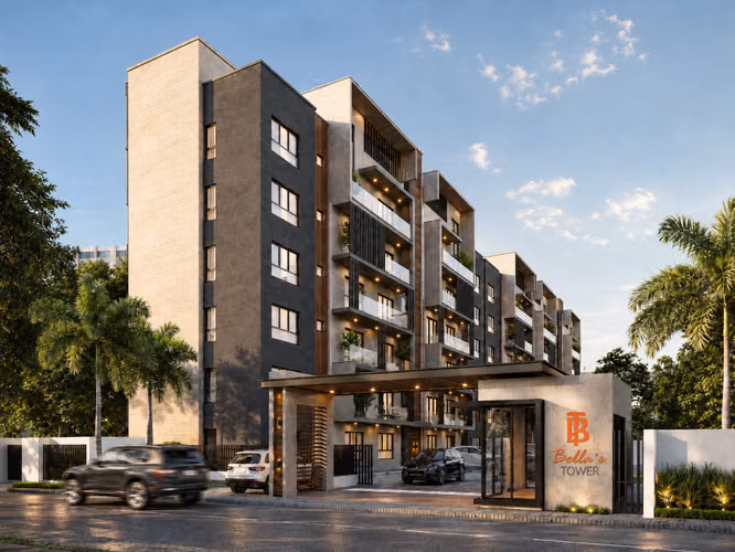 Bella's Tower, Apartamentos Nuevos, Proyecto residencial en construcción en Chantini, Santiago. ~131m, 3 habitaciones