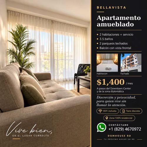 APARTAMENTO AMUEBLADO EN EL DISTRITO NACIONAL 