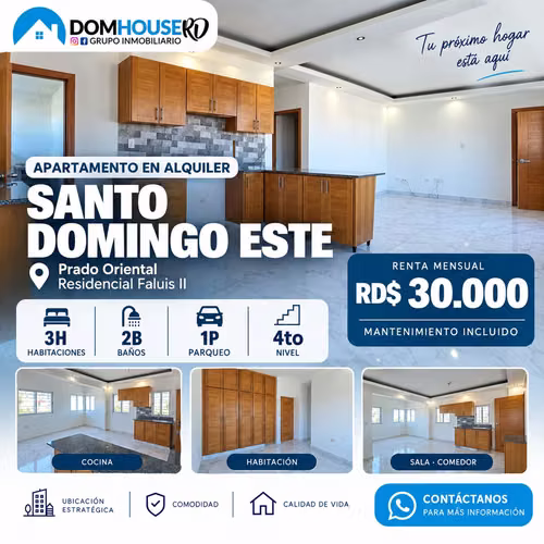 APARTAMENTO EN ALQUILER 3 HABITACIONES - SANTO DOMINGO ESTE