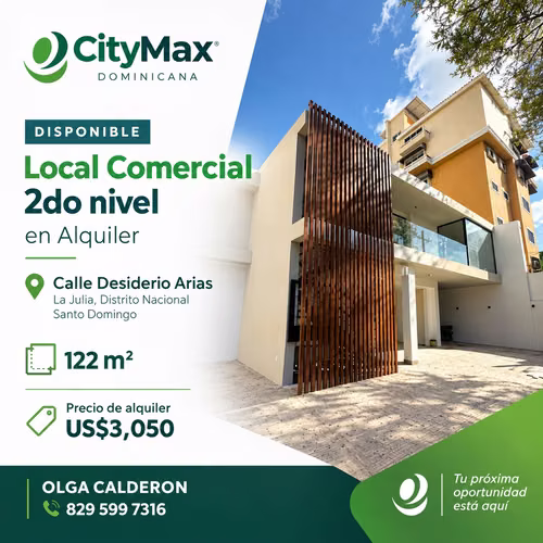 La Julia, Distrito Nacional, Santo Domingo Disponible Local Comercial 2do nivel  en Alquiler en la calle Desiderio Arias