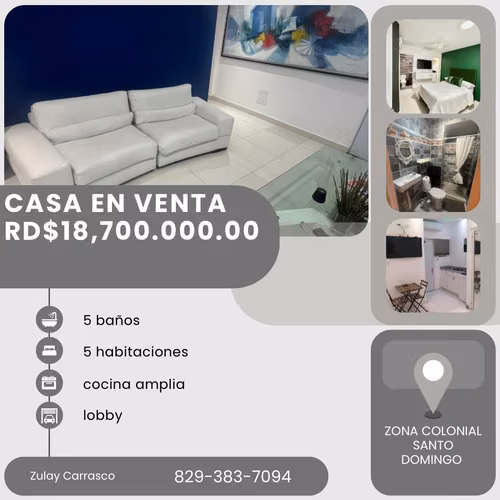 CASA AMUEBLADA EN ZONA COLONIAL 