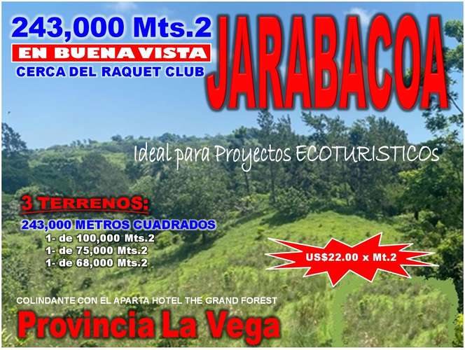 Vendo 243,000 Mts.2 en 3 Terrenos, BUENA VISTA, JARABACOA, Cerca del RAQUET CLUB - Imagen 1