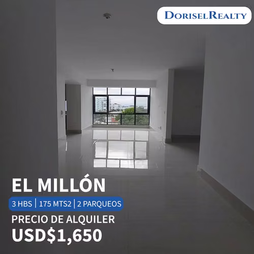 ALQUILER DE AMPLIO APARTAMENTO EN SECTOR EL MILLÓN
