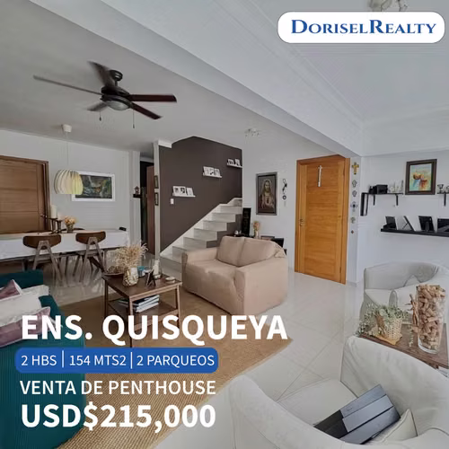 VENTA DE FABULOSO APARTAMENTO EN LO MEJOR DE ENS. QUISQUEYA